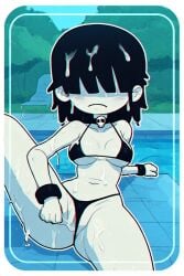 ai_generated ai_generated_image cum_on_body female gothic_girl lucy_loud nickelodeon poolside