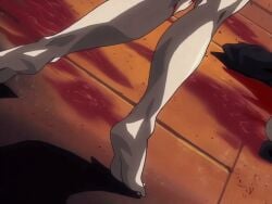 00s 2002 2girls animated anime_screenshot ass bible_black bible_black_gaiden bleeding blonde_hair blood blood_on_body breasts cloak corpse crossed_arms death female holding_stomach kitami_reika kozono_nami large_breasts magic_circle multiple_girls nude on_floor pentagram ritual short_hair struggling summoning symbol tagme