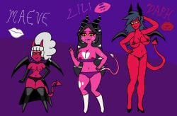 2026 3_females 3girl 3girls 4_fingers anime_eyes autograph autographed big_breasts black_earrings black_hair black_lips black_lipstick black_nails blind_peacock_draws blind_peacock_draws_(artist) boots bra breasts brothel choker daph_(blindpeacockdraws) demon demon_girl demon_girls demon_horns demon_tail demon_wings dominant dominant_female domination dress earrings female female_only females females_only freckles freckles_on_face girl_group gold_jewelry golden_chains gray_hair grey_hair group group_nudity hair_tie hair_tied hair_tied_back hazbin_hotel hazbin_hotel_oc heart heart_symbol heart_symbols heel_boots heels heels_only helluva_boss helluva_boss_oc hooves horns horns_and_hooves huge_breasts imp imp_horns imp_tail implant_breasts implants large_breasts leather leather_boots leather_clothing leather_dress leather_gloves leather_underwear lili_(blindpeacockdraws) lipstick lipstick_kiss lipstick_kisses lipstick_mark lipstick_smear long_hair long_nails long_socks lust_ring maeve_(blindpeacockdraws) medium_breasts medium_female mole mole_under_eye nipples nipples_covered nipples_out one_dress original original_art original_artwork original_character original_characters panties pink_body pink_skin ponytail prostitute prostitute_clothes prostitution pubes pubic_hair pussy pussy_lips pussy_peek red_body red_eyes red_skin ripped_clothing school_uniform schoolgirl schoolgirl_uniform sharp_fingers shaved_crotch shaved_pussy short_dress shortstack size_difference skirt small_bikini small_bra small_breasts small_clothes small_clothing smaller_female smiling socks stripes succubus succubus_horns succubus_tail succubus_wings tagme tagme_(character) tail tail_markings tails tall_female taller_female tear_on_clothes tears tight_clothing trimmed trimmed_pubic_hair triple_xxx underwear white_hair white_markings white_spots wings yellow_eyes