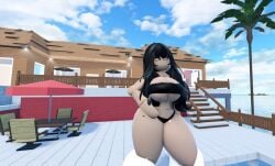 1girls 3d belly belly_button big_breasts big_legs bikini breasts chair closed_eyes female female_focus female_only house island ladder legs palm_tree parasol pool roblox roblox_avatar roblox_background roblox_game roblox_studio sexy sexy_body sexy_pose water