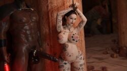 big_black_cock blacked chains exhibitionism huge_breasts naked nipple_piercing padme_amidala pregnant raceplay star_wars stickybuns tattoos tied_up