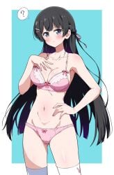 1girls 2d 2d_(artwork) 2d_artwork ? areolae armpit armpit_crease armpit_peek armpits ass_visible_through_thighs bare_armpits bare_arms bare_belly bare_chest bare_hands bare_hips bare_midriff bare_navel bare_shoulders bare_skin belly belly_button big_breasts black-haired_female black_hair blue-eyed_female blue_background blue_eyes blush blush_face blushing_at_viewer blushing_female blushing_lines bra braid braided_hair braids breasts busty busty_female busty_girl busty_teen character_request cleavage collarbone copyright_request crown_braid digital digital_art digital_drawing digital_drawing_(artwork) digital_media digital_media_(artwork) drawing eggman_(ni_tamagoex) elbows embarrassed embarrassed_expression embarrassed_female exposed_armpits exposed_arms exposed_belly exposed_chest exposed_hips exposed_midriff exposed_navel exposed_shoulders exposed_skin eyebrows_visible_through_hair female female_focus female_only fingernails fingers flustered flustered_female frown frown_eyebrows frowning frowning_at_viewer groin hair_clip hair_clips hairclip hairclips hairless_armpits half_naked half_nude hand_on_chest hand_on_hip hand_on_own_chest hand_on_own_hip hand_on_own_waist hand_on_waist high_resolution highres inguinal_crease inguinal_ligament large_boobs large_breasts lean_figure legwear long_hair looking_at_viewer matching_underwear midriff naked naked_female naked_woman narrow_waist navel nipple_bulge nipples nude nude_female nudity panties pink_bra pink_panties pink_underwear posing posing_for_the_viewer ribbon_bra ribbon_panties semi_nude shaved_armpits shoulders simple_background slender_body slender_waist slim_female slim_waist solo standing stockings thigh_highs thighhighs thighs underwear underwear_only upper_body white_legwear white_stockings white_thigh_highs white_thighhighs