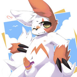 balls big_ear blush cum erection heart male mumu_(mumuxup) nipples penis pokémon_(species) pokemon pokemon_(species) ribbons tail zangoose