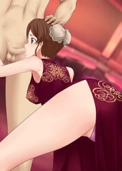 amagami ass censored china_dress chinese_dress fellatio female hamiheya highres oral sakurai_rihoko