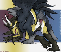 2007 avian cent dragon feral furry furry_only gay gryphon kae male no_humans penis scalie wings xjal
