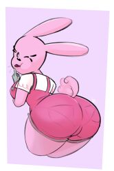 1girls anthro ass bent_over big_ass bubble_butt bunslewd clothing fat_ass female female_only huge_ass lagomorph looking_at_viewer looking_back mob_face overalls pantylines rabbit solo thick_thighs tongue tongue_out wide_hips widget wow!_wow!_wubbzy!