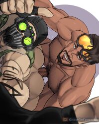 2boys anal anal_sex apex_legends ass gay ghostgocensorme goggles_on_forehead looking_at_viewer male/male male_only masked_male mirage_(apex_legends) muscular_male octane_(apex_legends)