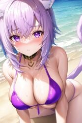 1girls 2022 ai_generated beach big_breasts bikini bikini_bottom bikini_top breasts cleavage hololive looking_at_viewer mogumachine nai_diffusion nekomata_okayu outdoors outside purple_bikini purple_bikini_bottom purple_bikini_top purple_eyes purple_hair sand sea seaside solo stable_diffusion swimwear virtual_youtuber