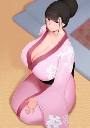 1girls big_breasts black_hair breasts brown_eyes busty cleavage curvaceous curvy curvy_body curvy_female curvy_figure curvy_milf female female_focus female_only huge_breasts kimono kunoichi_enrai large_breasts last_origin looking_at_viewer mature mature_female milf moebell pink_kimono smile smiling smiling_at_viewer voluptuous woman