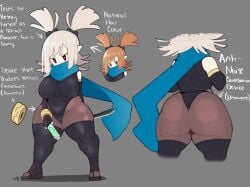 1girls absurd_res absurdres armwear ass big_ass big_breasts big_butt breasts bubble_ass bubble_butt busty character_profile character_sheet curvy detached_sleeves english_text fat_ass female female_focus female_only hi_res high_resolution highres huge_ass huge_thighs large_ass large_breasts light-skinned_female light_skin medium_hair multiple_angles multiple_images multiple_views ninja oc original original_character red_eyes scarf shortstack solo solo_female solo_focus text thick_ass thick_thighs thighs thunder_thighs twintails vammzu voluptuous white_hair