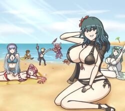 alternate_costume altina_(fire_emblem) altina_(summer)_(fire_emblem) bikini black_bikini black_swimsuit blue_bikini blue_swimsuit breasts byleth_(fire_emblem) byleth_(fire_emblem)_(female) byleth_(summer)_(fire_emblem)_(female) claude_von_riegan claude_von_riegan_(summer) corenality dimitri_alexandre_blaiddyd dimitri_alexandre_blaiddyd_(summer) edelgard_von_hresvelg edelgard_von_hresvelg_(summer) female fire_emblem fire_emblem:_radiant_dawn fire_emblem:_three_houses fire_emblem_heroes hilda_valentine_goneril hilda_valentine_goneril_(summer) marianne_von_edmund marianne_von_edmund_(summer) multiple_boys multiple_girls nintendo official_alternate_costume one-piece_swimsuit outdoors pink_bikini pink_swimsuit red_one-piece_swimsuit red_swimsuit rhea_(fire_emblem) rhea_(summer)_(fire_emblem) swimsuit white_bikini white_swimsuit