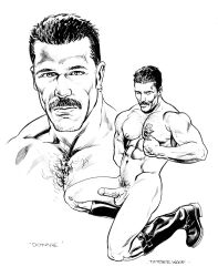 1boy abs balls ballsack black_and_white boner caucasian caucasian_male circumcised donnie_russo erect_penis erection facial_hair gay_pornstar hard_on human looking_at_viewer male male_nipples male_only male_pubic_hair manly mature_male muscles muscular muscular_male mustache nipple_play nipple_tweak nude_male on_knees pecs penis porn_star real_person scrotum solo tattoos testicles timber_woof uncolored veiny_penis vintage_pornstar