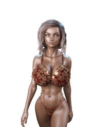 3d abs animated bikini bouncing_breasts dark-skinned_female epiclust gif looking_at_viewer navel shiny_skin transparent_background walking zara