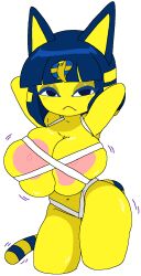 1girls animal_crossing ankha anthro areolae armpits big_breasts bikini blue_hair breasts busty cat cleavage dream-cassette female female_focus female_only full_body furry hoshime huge_breasts large_breasts looking_at_viewer nintendo nipples pink_areola pussy short_hair snooty_villager solo thick_thighs thighs transparent_background voluptuous wide_hips yellow_body yellow_fur