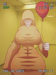 1girls 2d backrooms balloon big_ass big_breasts breasts child_bearing_hips color covered_eyes female female_only fully_clothed hi_res non-nude non_nude partygoer_(the_backrooms) rule_63 shaded smile solo solo_female the_backrooms wide_hips wuniltu