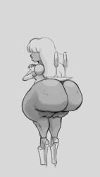 1girls ass_shelf big_ass bimbo cartoon_network fat_ass gem_(species) high_heels hyper_ass plate platform_heels putricia sapphire_(steven_universe) serving_tray shelf_booty shortstack steven_universe