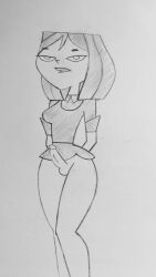 1futa bottomless breasts clothed clothing courtney_(tdi) erect_penis erection fresh_tv futa_only futanari monochrome partially_clothed penis sketch solo solo_futa standing teletoon thick_thighs tjlive5 total_drama_island traditional_media_(artwork) wide_hips