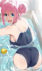 1girls ass big_breasts bocchi_the_rock! breasts butt female female_focus female_only gotou_hitori hews_hack horny looking_back pink_hair solo swimsuit