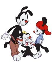 1girls 2boys animaniacs ass balls brother_and_sister closed_eyes cum cum_in_mouth cum_on_face dot_warner female incest male male/female minum nude open_mouth penis pussy threesome tongue transparent_background wakko_warner warner_brothers yakko_warner