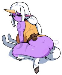 anon big_ass braided_hair celestial_(league_of_legends) coconuts_(artist) facesitting girls half_naked horn league_of_legends long_hair no_panties pixel_art purple_skin riot_games sitting_on_face sitting_on_person soraka white_background white_hair