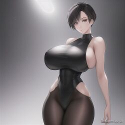 ai_generated brown_hair huge_breasts op_ai short_hair