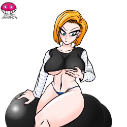 1girls almost_naked android_18 big_breasts blonde_hair blue_eyes breasts dragon_ball dragon_ball_super dragon_ball_z female female_focus female_only hips huge_ass huge_breasts huge_thighs legs teasing thick_legs thick_thighs thighs wide_hips zirot