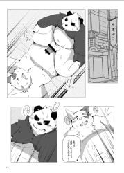 2023 anthro balls belly censored closed_eyes comic duo erection generation_3_pokemon generation_6_pokemon genitals japanese_text kemono male male/male moobs nintendo nipples overweight overweight_male pangoro penis pokémon_(species) pokemon pokemon_(species) sex snow_utamaru text zangoose