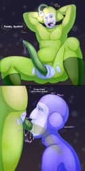 2boys alien alien_boy alien_genitalia alien_humanoid alien_penis big_ears big_penis blowjob body_fluids enjoying enormous_penis exposing fluids gay male/male peekleek presenting_penis rhythm_heaven saliva saliva_drip saliva_trail showing_off slit snot space_kicker tears tentacle tentacle_penis throat_bulge throat_fuck throat_penetration torn_clothes