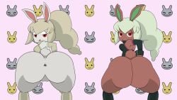 2girls agent_spect-hare animated anthro anus ass boots bunny_ears bunny_girl bunny_mint bunny_tail chesterzee female level-5 mint_hair multiple_girls ponytail pussy snow_rabi snow_spect-hare thick_thighs throwing_it_back tongue tongue_out twerking white_hair yo-kai_watch yo-kai_watch_3 youkai youkai_watch yōkai