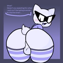 1boy :3 anthro ass_focus backsack balls big_ass big_thighs blush blushing cat cat_ears dipper552 exposed_ass feline femboy furry furry_tail gay hoodie looking_at_viewer looking_back open_mouth pixel_art pixelated sharp_teeth short_tail showing_ass simple_background stockings sunglasses tail text thick_ass thick_thighs thigh_highs thighhighs traced traced_art white_fur white_skin yaoi