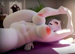 3d_(artwork) anthro asriel_dreemurr big_breasts blush boss_monster bovid breasts caprine daloaf digital_media_(artwork) duo erect_nipples female fur genitals hi_res horn male male/female mammal nipples nude pussy solo spread_legs spreading stretching toriel undertale undertale_(series) walk-in white_body white_fur yoga yoga_mat