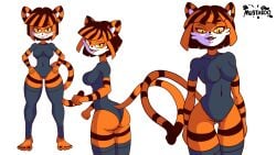 bikini furry mustardo naughty_face short_hair swimsuit tail tiger tight_clothing tight_fit tigress