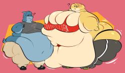 1boy 1girls ? amphibian anthro ass ass_peek bellies_touching belly belly_button belly_overhang big_ass big_belly big_breasts bored_expression breasts chubby chubby_anthro chubby_male double_chin fat fat_arms fat_ass fat_folds fat_legs fat_man fat_neck fat_rolls fat_woman female frog fur furry glistening goat goat_horns hanging_belly hi_res horns male male_boobs man_boobs massive_ass massive_belly massive_breasts moobs morbidly_obese morbidly_obese_anthro morbidly_obese_female morbidly_obese_male neetbean obese obese_anthro obese_female obese_male overweight overweight_anthro overweight_female overweight_male pants_down peeking_out sandals schei_(robuttschei) spots tanktop thick_arms thick_legs tight_fit wobble