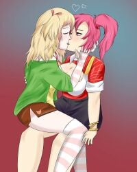 crush_crush lesbian_kiss mio_(crush_crush) pink_hair sad_panda_studios wendy_(crush_crush) yuri