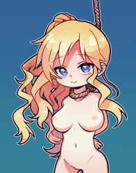 1girls asphyxiation blonde_hair blue_eyes death execution female gore guro hanged hanging imminent_death long_hair nipples noose snuff