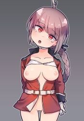 1girls braid breasts death execution exposed_breasts female female_death gore guro hanging medium_breasts noose red_eyes snuff uniform