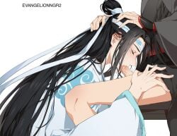 bishonen black_hanfu blowjob canon_couple clothed_sex clothing erection gay gay_sex hanfu lan_wangji long_hair_male male_only mo_dao_zu_shi nyamuse penis penis_in_mouth stolen_art wei_wuxian white_hanfu yaoi