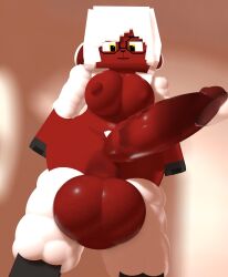 3d anthro anthrofied breasts dark-skinned_futanari dark_skin futa_only futanari glasses melinajbt mine-imator minecraft sheep sheep_(minecraft) shiny_skin solo solo_futa white_hair yellow_eyes