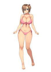 1girls bikini blue_eyes brown_hair female huge_breasts large_breasts looking_at_viewer original pink_bikini sela_god