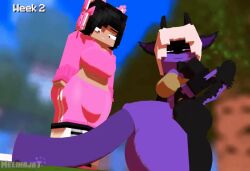 2futas 3d anilem_(mjbt) animated anthro balls big_balls bra cum cumshot dragon ejaculation ender_dragon futa_focus futanari horsecock horsecock_futanari hyper hyper_balls hyper_penis jean? melinajbt mine-imator minecraft penis sara_(melinajbt) scalie