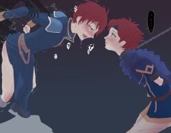 anal anal_sex arm_grab chained chained_collar chains crying eliwood_(fire_emblem) father_and_son fire_emblem fire_emblem:_the_binding_blade fire_emblem:_the_blazing_blade forced_to_watch gay jino_14th prison_guard_position rape roy_(fire_emblem) tear tears yaoi