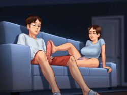 1boy 1girls 2d 2d_animation animated balls big_breasts big_penis big_sister boxers boxers_down breasts brother brother_and_sister brown_hair couch darkcookie digital_drawing_(artwork) digital_media_(artwork) duo erect_nipples erection feet female foot_fetish footjob fully_clothed gif huge_breasts jenny_(summertime_saga) laying_down laying_on_back little_brother living_room long_hair main_character_(summertime_saga) male male/female nipples_visible_through_clothing older_sister on_back on_couch panties penis room sex shirt shorts shorts_down sister sofa summertime_saga thick_thighs topwear underwear younger_brother