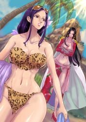 bare_legs bare_shoulders belly bikini boa_hancock cavegirl cavewoman erect_nipples erect_nipples_under_clothes female female_only jungle jungle_girl kakutou_oukoku leopard leopard_print leopard_print_bikini loincloth loincloth_aside navel nico_robin nipple_bulge nipples nipples_visible_through_clothing one_piece post-timeskip prehistoric primitive pussy skindentation slim_waist stomach tarzan tribal visible_pussy wide_hips