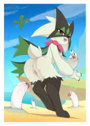 anthro copyright exaggerated_limbs feline furry improvised_sex_toy kekitopu living_sex_toy meowscarada non-web_source pokémon_(species) pokemon pokemon_(species) pokemon_sv pussy_juice tagme wiglett