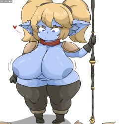 1girls armor big_ass big_breasts big_butt breast_expansion ejavox league_of_legends poppy public public_nudity shortstack shy tagme yellow_hair yordle