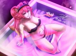 above_view animal_ears armpits arms_behind_back bare_shoulders belly_button big_breasts bikini chilean chimera dripping feet female_only headband heart_marking hector_076 hot_tub latam_virtual_youtuber lion_tail long_hair looking_at_viewer lunaria_ayaren pelvic_line pelvic_tattoo perspective pink_light pool sitting smile summer tagme_(artist) tattoo thighs thin_waist tummy two_tone_hair virtual_youtuber vtuber vtuberfanart wet youtube_hispanic