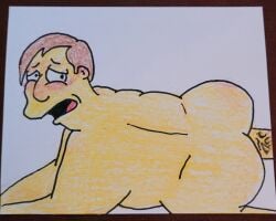 ass back_view blush fagasta handdrawn joe_quimby male_only mayor_quimby naked penis_in_ass quimby simpsons the_simpsons traditional_art