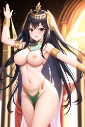 1girls ai_generated ancient ancient_egypt ancient_middle_east black_hair breasts dancer egypt egyptian egyptian_clothes egyptian_female egyptian_mythology leonidboykov loincloth long_hair middle_eastern middle_eastern_clothing middle_eastern_female middle_eastern_mythology midriff nipples nude nude_female red_eyes