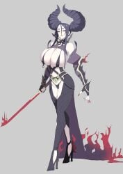 1girls breasts fate/grand_order fate_(series) female horns huge_breasts ky. light-skinned_female light_skin long_hair long_legs looking_at_viewer massive_breasts mature_female milf minamoto_no_raikou_(fate/grand_order) naughty_face pale-skinned_female pale_skin purple_eyes purple_hair revealing_clothes thighs