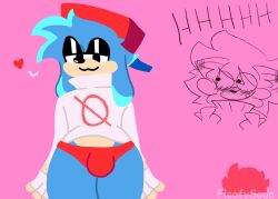 2boys blush bulge encore_boyfriend_(friday_night_funkin) eye_makeup feminine_male floofysoda fnf friday_night_funkin friday_night_funkin_mod gay girly heart mobian_(species) nervous oc panties sega shy soda_(floofysoda) sonic.exe_(creepypasta) sonic.exe_(series) sonic_(series) sonic_the_hedgehog_(series)